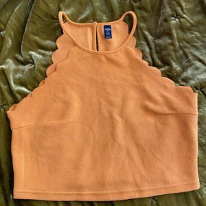 Scallop Crop Top 1X Yellow Ochre (Goldenrod color)